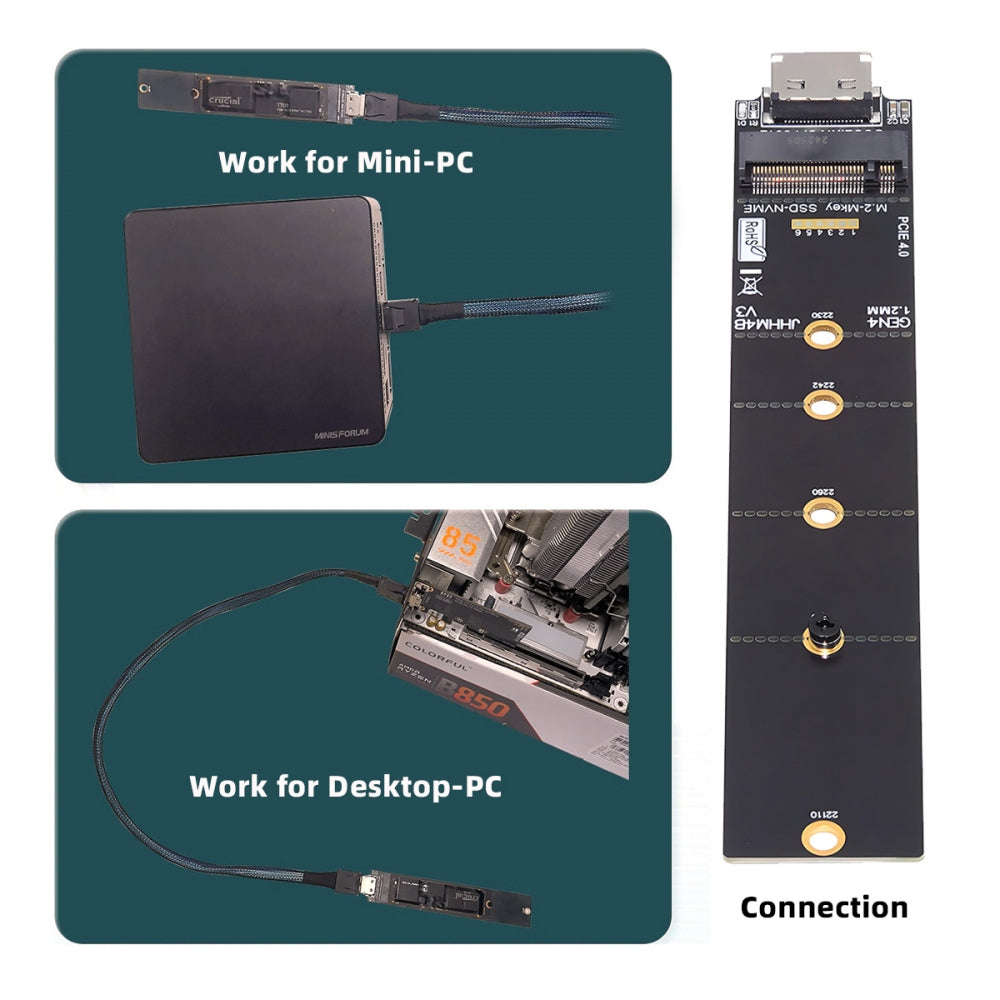 Oculink SFF-8612 SFF-8611 to M.2 NGFF M-Key to NVME PCIe SSD 2230 2280 22110 SSD PCBA Adapter for Mainboard
