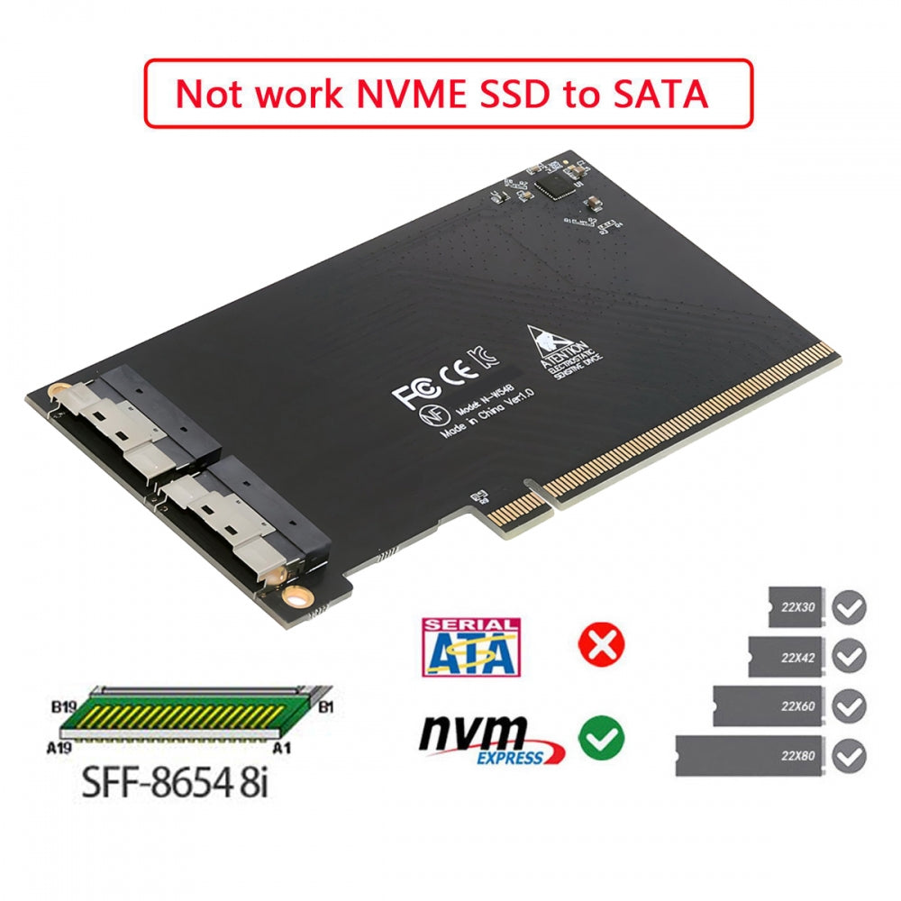 External Slimline Dual SFF-8654 8X 74Pin to PCIE 16X Express 3.0 PCIE4.0 Raid Card VROC Raid0 Hyper Adapter