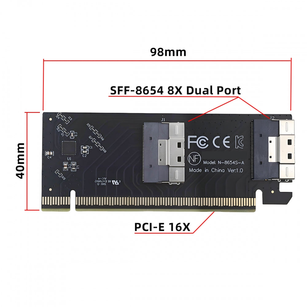 Low Profile Slimline Dual SFF-8654 8X 74Pin to PCIE 16X Express 3.0 PCIE4.0 Raid Card VROC Raid0 Hyper Adapter