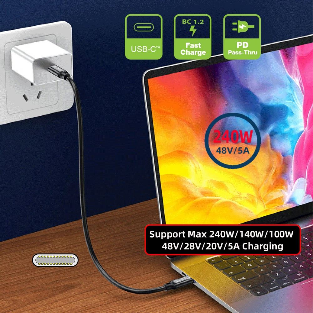 USB5.0 80Gbps USB-C Male to Male Cable with 240W and 16K@30hz 8K@60Hz 5K@60Hz Compatible with USB4.0 Thunderbolt3/4/5