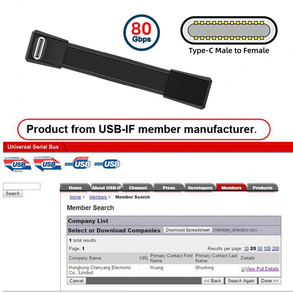 USB5.0 80Gbps Flat Slim FPC Male to Female Extension Cable Up Angled 90 Degree 240W 16K 8K 60Hz 5K Compatible with 40Gbps USB4.0 Thunderbolt3/4/5