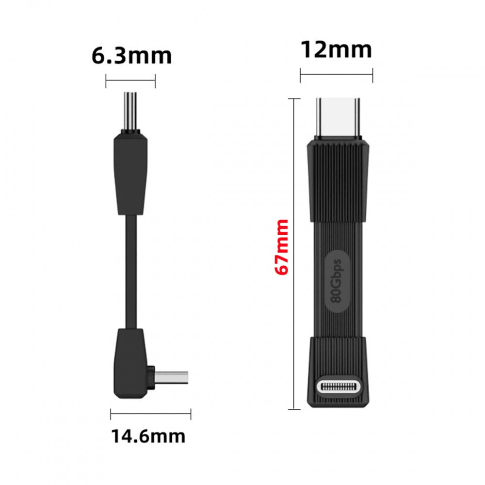 USB5.0 80Gbps Flat Slim FPC Male to Male Extension Cable Up Angled 90 Degree 240W 16K 8K 60Hz 5K Compatible with 40Gbps USB4.0 Thunderbolt3/4/5