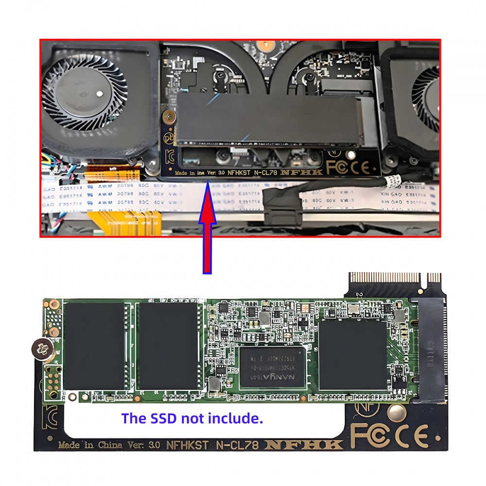 NVME M-Key 22x30mm to 22x80mm Angled Extension SSD Upgrade Adapter Compatible with MSI CLAW8 AI+ CLAW7 Gaming