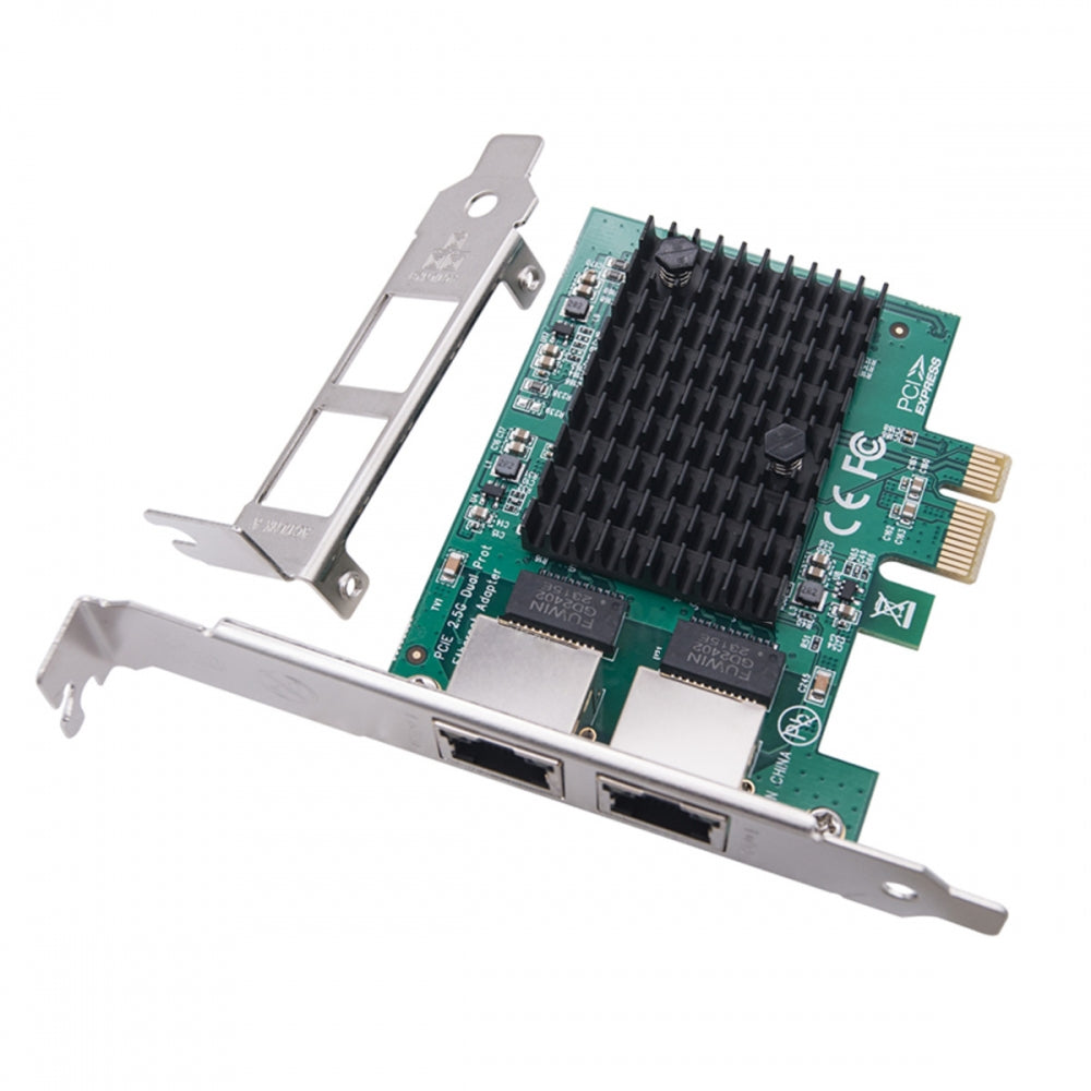 Dual Ports 2500Mbps 2.5Gbps to PCI-E PCI Express 1x GBE Gigabit 1000Mbps Ethernet Network LAN Cable Adapter for Desktop Motherboard