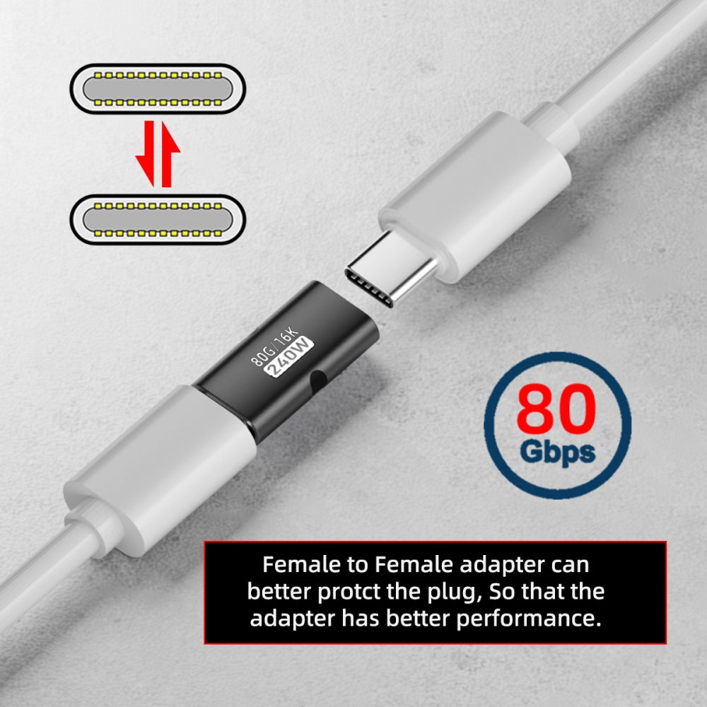 5pcs/lot USB5.0 80Gbps Female to Female Extension Adapter with 240W 16K 8K 5K Compatible with USB4.0 Thunderbolt3/4/5