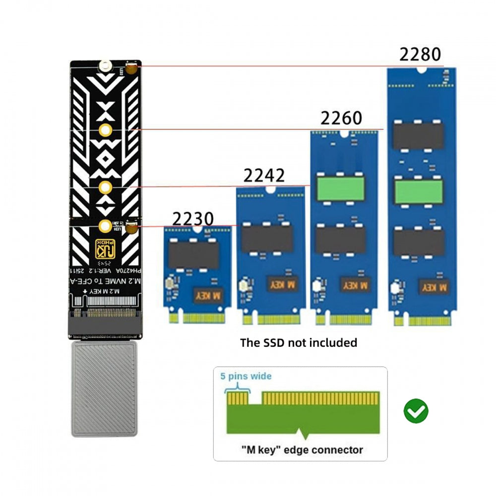 CFexpress Type-A to NVME 2230 2240 2260 2280 Memory Card Kit Case CFE CFA NGFF M-key Adapter for Camera 8K RAW PCIe Expansion