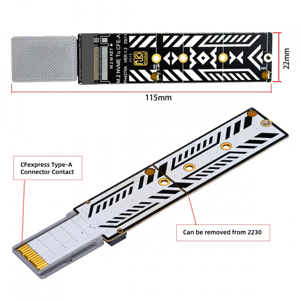 CFexpress Type-A to NVME 2230 2240 2260 2280 Memory Card Kit Case CFE CFA NGFF M-key Adapter for Camera 8K RAW PCIe Expansion