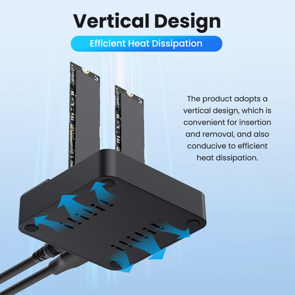 Cloner Dual-Bay NVME M.2 NGFF M-Key to USB-C Type-C One-Click Offline Clone Backup Enclosure 20Gbps Hyper Vertical Duplicator