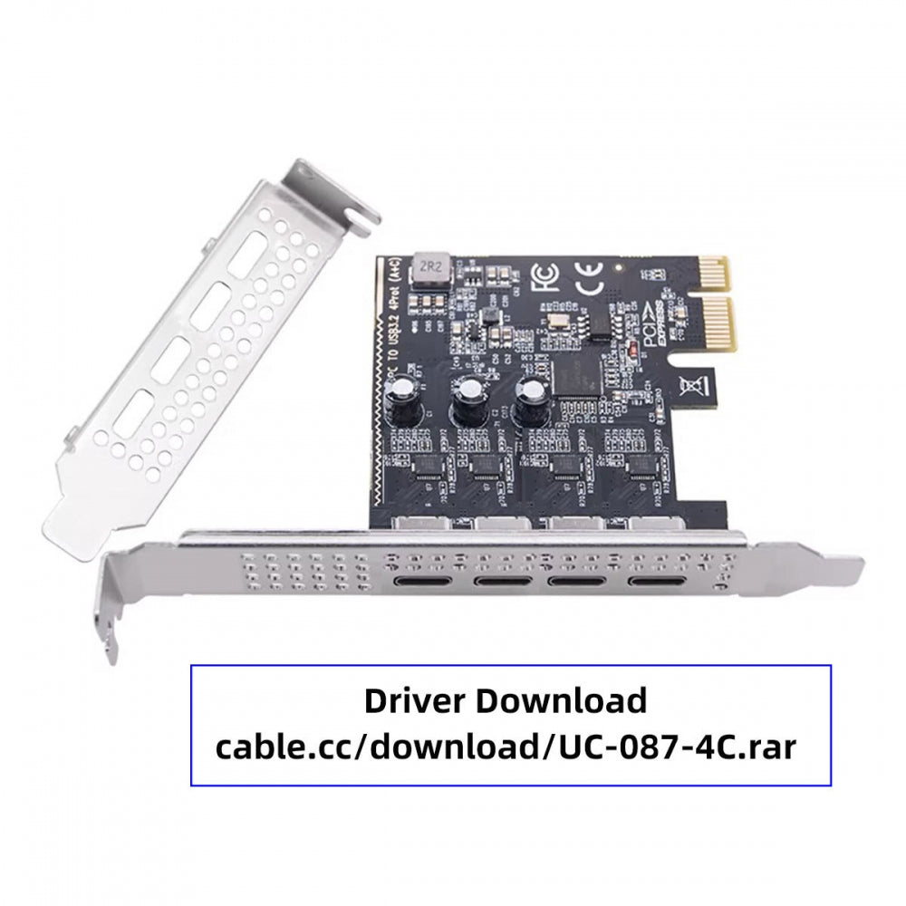 USB3.1 Gen1 5Gbps Four Ports Type-C USB-C Female to PCI-E Express 1x Card Adapter uPD720201 with Low Profile Bracket