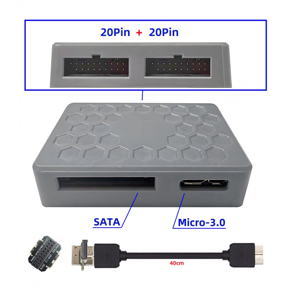 Type-E USB 3.1 Front or 19/20Pin Header or Micro-USB3.0 to USB 3.0 19/20Pin Dual Ports Female PCBA Type Adapter Splitter HUB 5Gbps