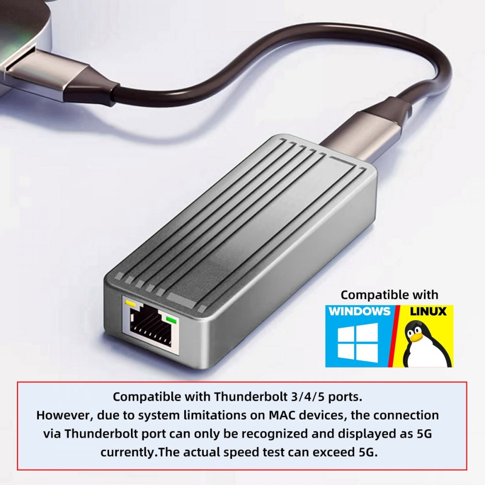 USB-C Type-C USB4 USB3.2 Gen2 to 10Gbps GBE Gigabit 10000Mbps 5Gbps 2.5Gbps Ethernet Network LAN Cable Adapter RTL8159 for Desktop Laptop NAS