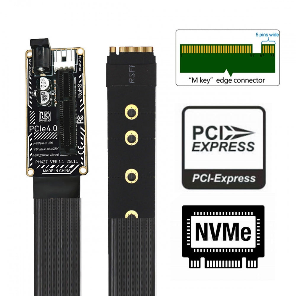 M.2 NGFF NVMe M-Key to PCI-E X1 X4 X8 X16 Cable Graphics Card Extension Adapter PCI-Express for M2 2260 2280