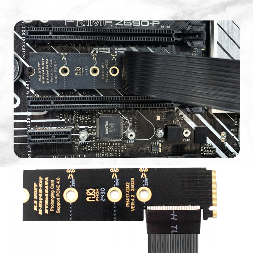 M.2 NGFF NVMe M-Key Right Angled Type 90 Degree to PCI-E X1 X4 X8 X16 Cable Graphics Card Extension Adapter PCI-Express for M2 2260 2280
