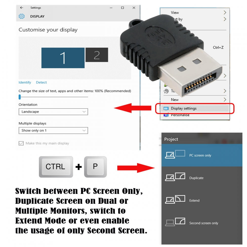 CY DP Virtual Display Adapter Displayport Dummy Plug Headless Ghost Emulator 4K@17hz Black