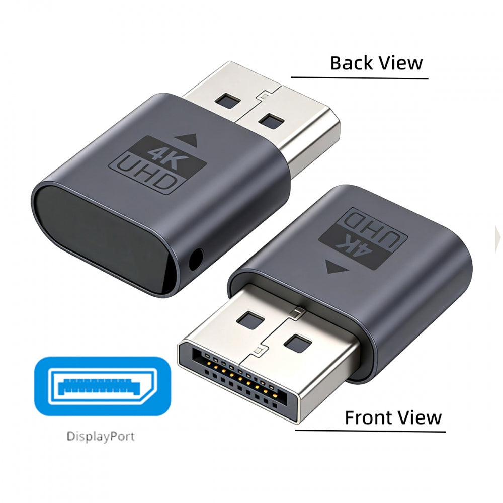 CY DP Virtual Display Adapter Displayport Dummy Plug Headless Ghost Emulator 4K@17hz with LED Light Blue