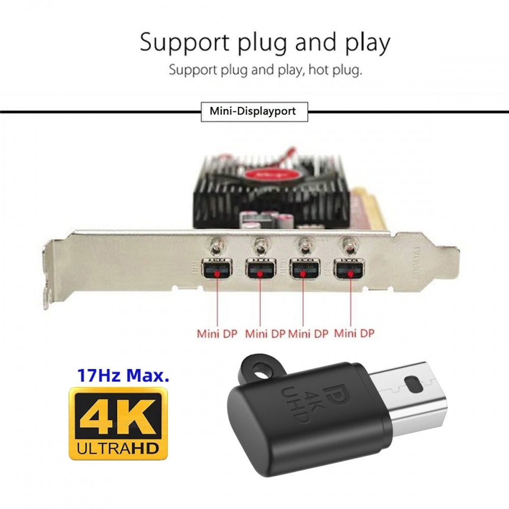 CY Mini-DP Virtual Display Adapter Mini Displayport Dummy Plug Headless Ghost Emulator 4K@17hz Black
