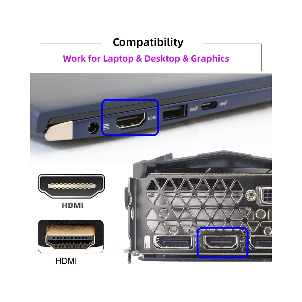 Blue CY Virtual Display Adapter 4K HDMI 1.4 Male to Female Extension DDC EDID Dummy Plug Headless Ghost Display Emulator HDTV 4K@60Hz