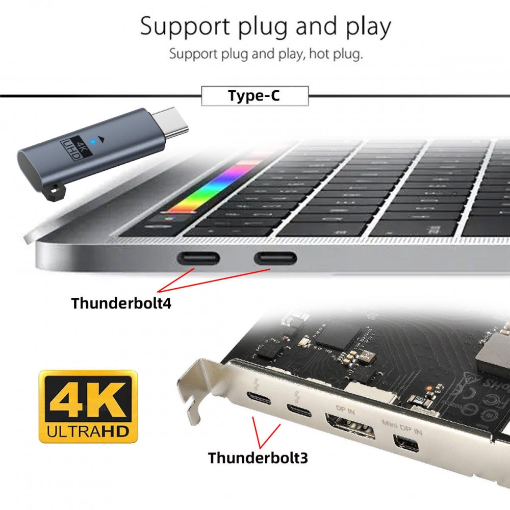 Blue CY Virtual Display Adapter USB4.0 USB5.0 USB-C Type-C DDC EDID Dummy Plug Headless Ghost Display Emulator 4K@60Hz Compatible with Thunderbolt3/4/5