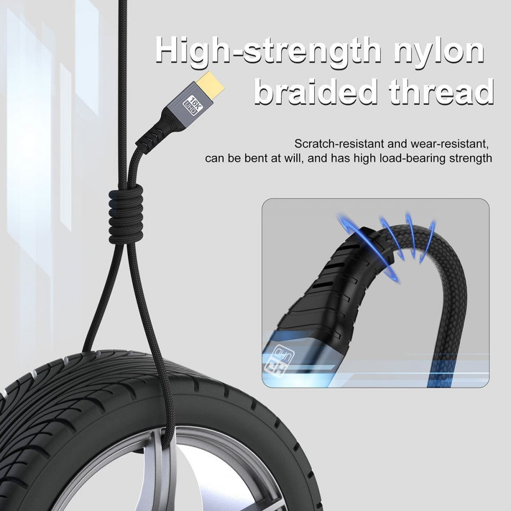 Down Angled 16K 8K UHD HDMI 2.2 Version Type-A Male to HDMI Male HDTV Cable 90 Degree for HDTV Desktop Laptop Monitor