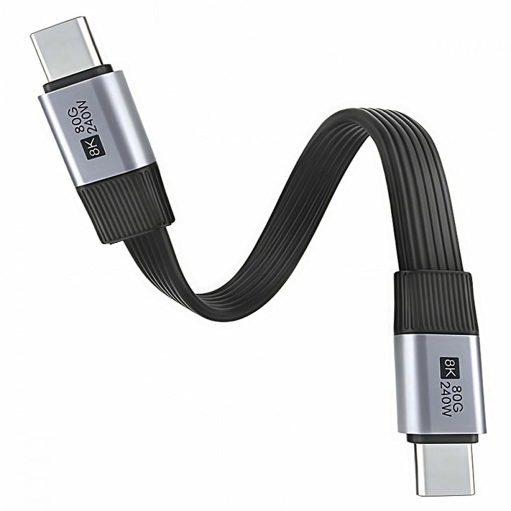 20cm USB5.0 80Gbps Flat Slim FPC Male to Male Extension Cable 240W 16K 8K 60Hz 5K Compatible with 40Gbps USB4.0 Thunderbolt3/4/5