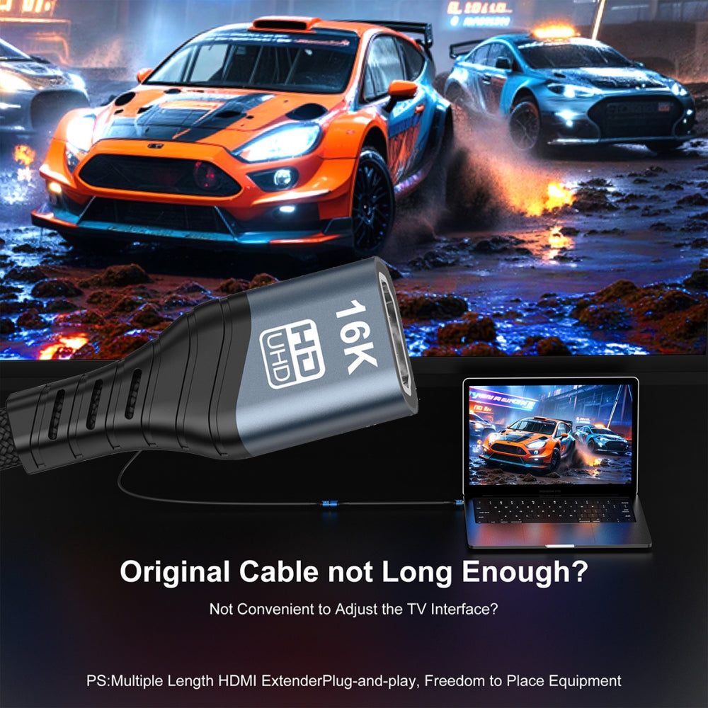 16K 8K UHD HDMI 2.2 Version Type-A Male to HDMI Female Extension HDTV Cable for HDTV Desktop Laptop Monitor