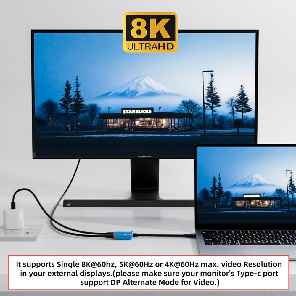USB-C Type-C 1-to-2 VR AR Glass OTG 8K Video USB-C Female 100W PD Power Cable for NS Handheld Console Laptop Tablet Phone