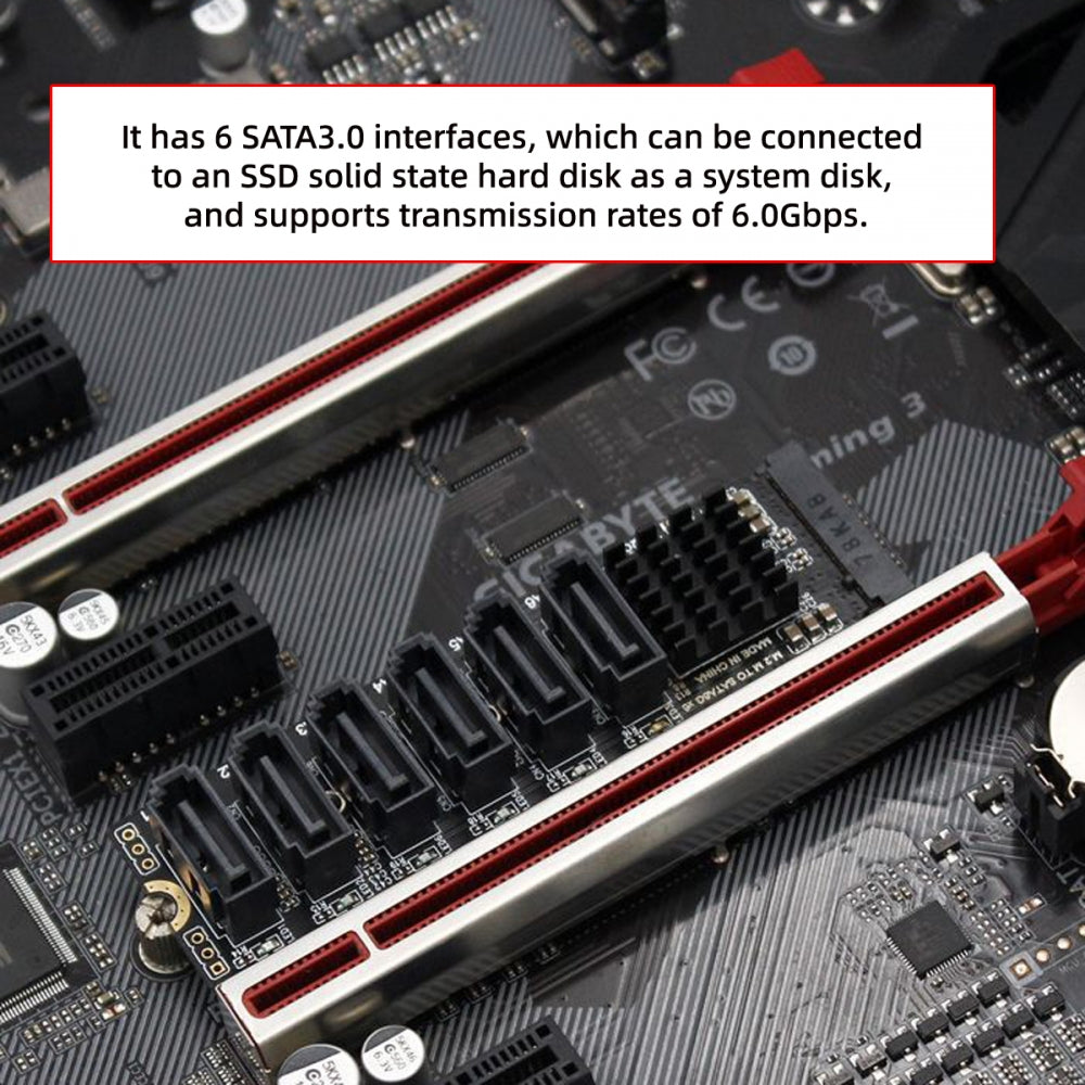 NGFF NVME M-Key PCI Express to SATA 3.0 6Gbps 6 Ports Adapter Converter Hard Drive Extension Card 2280