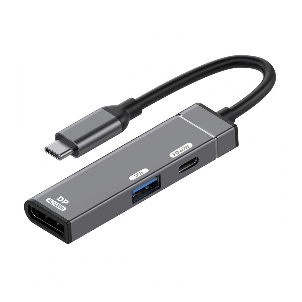USB-C Type-C to DP Displayport 4K@120hz USB 3.0 OTG Converter Monitor Multiport Adapter with Female PD 60W Power Port