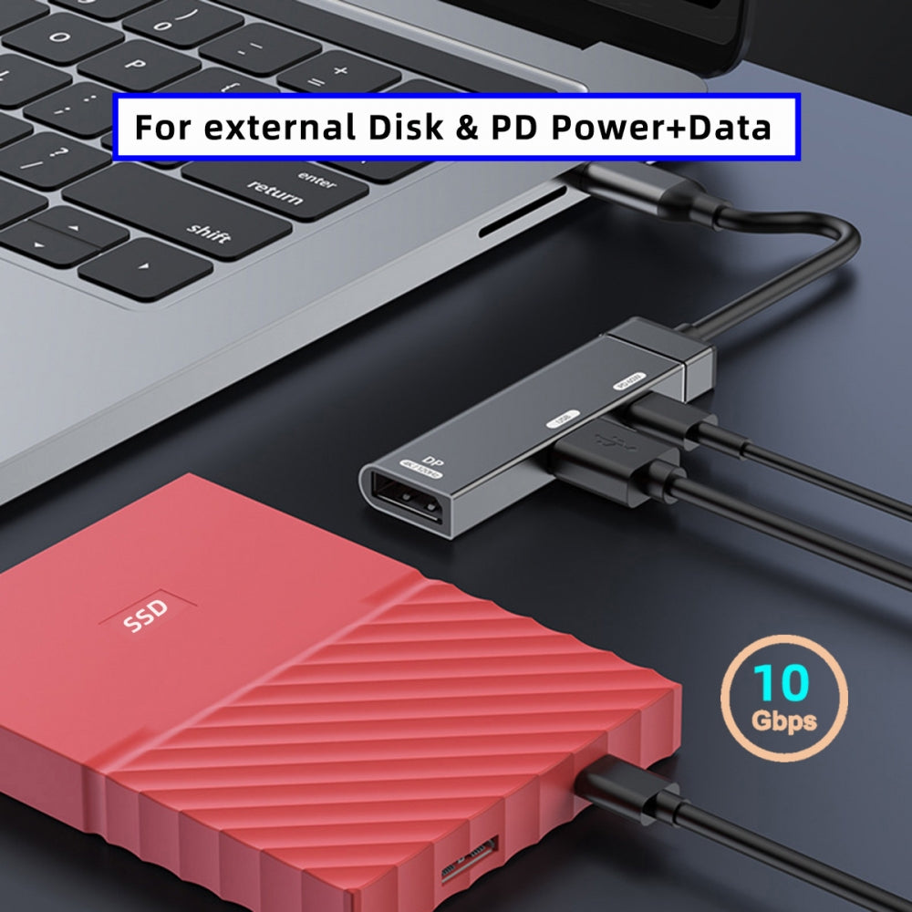 USB-C Type-C to DP Displayport 4K@120hz USB 3.0 OTG Converter Monitor Multiport Adapter with Female PD 60W Power Port