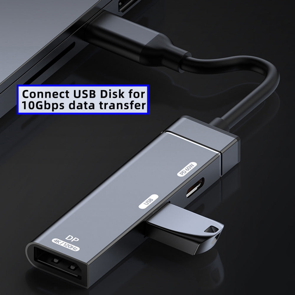 USB-C Type-C to DP Displayport 4K@120hz USB 3.0 OTG Converter Monitor Multiport Adapter with Female PD 60W Power Port