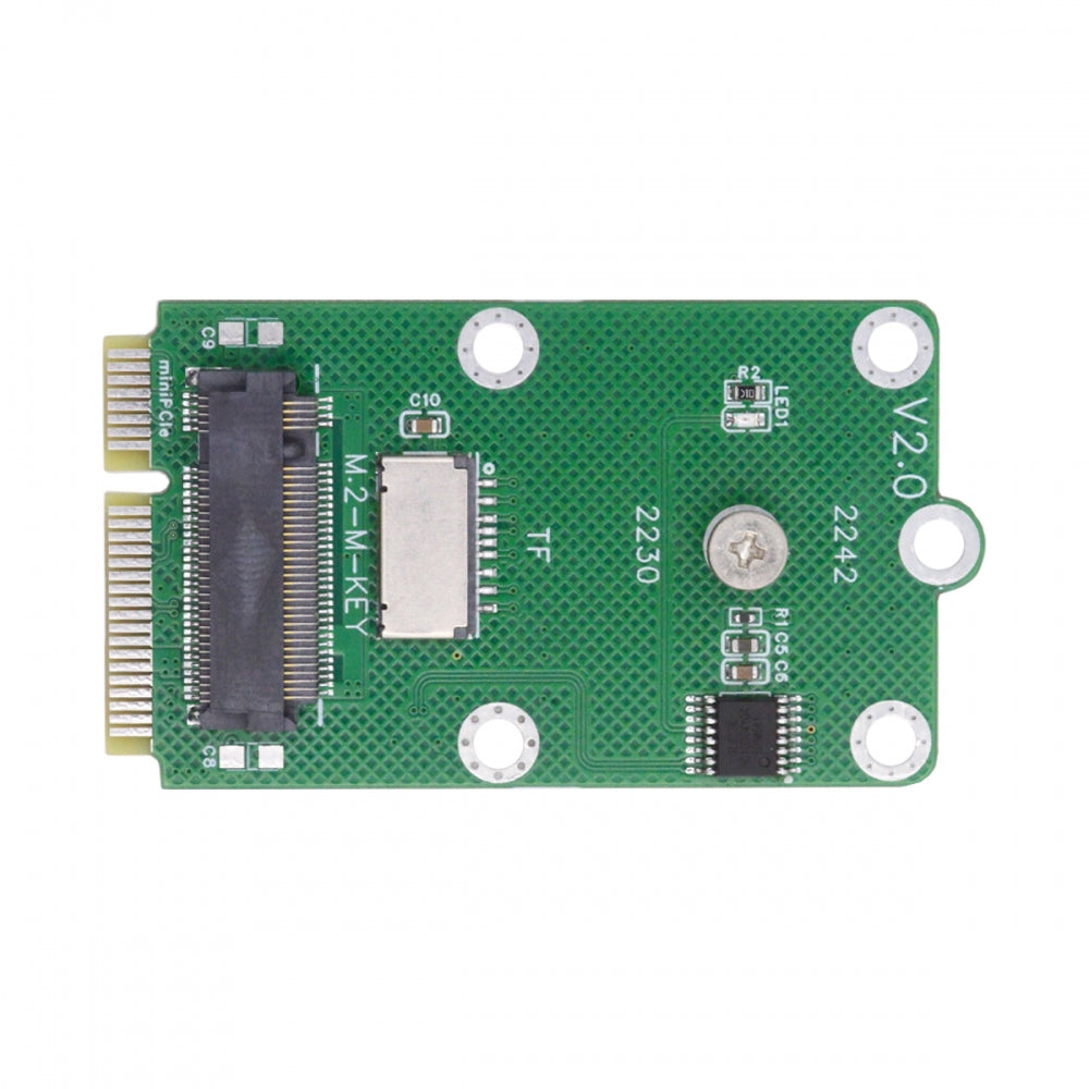 Mini PCI-E Riser Card to USB2.0 TF Card & M.2 NGFF Key-M NVME SSD Adapter Compatible with NAS Industrial Control Motherboard