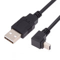 Mini USB2.0 Type-B 5Pin Male Up Angled 90 Degree Connector to USB 2.0 Type-A Male Power Data Cable for Camera GPS MP3 MP4 (50cm)