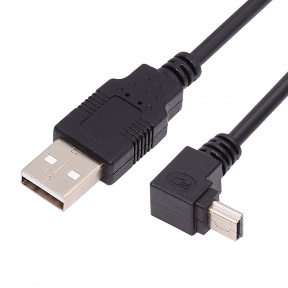 Mini USB2.0 Type-B 5Pin Male Up Angled 90 Degree Connector to USB 2.0 Type-A Male Power Data Cable for Camera GPS MP3 MP4 (50cm)