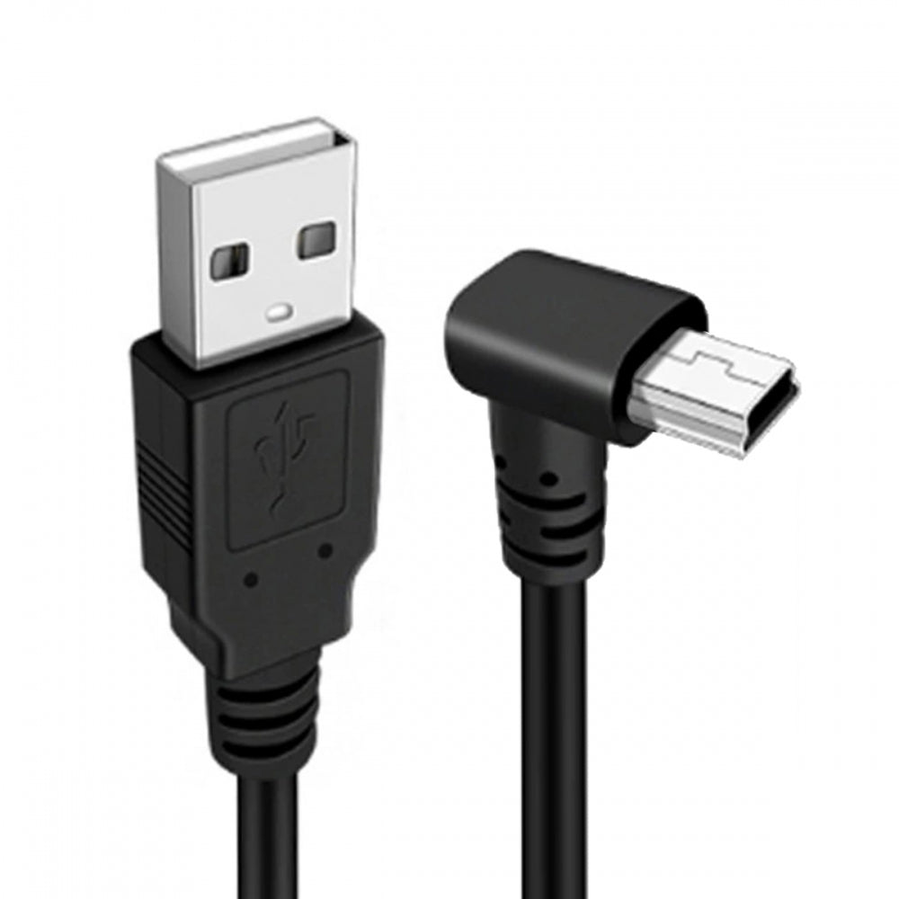 Mini USB2.0 Type-B 5Pin Male Up Angled 90 Degree Connector to USB 2.0 Type-A Male Power Data Cable for Camera GPS MP3 MP4 (150cm)