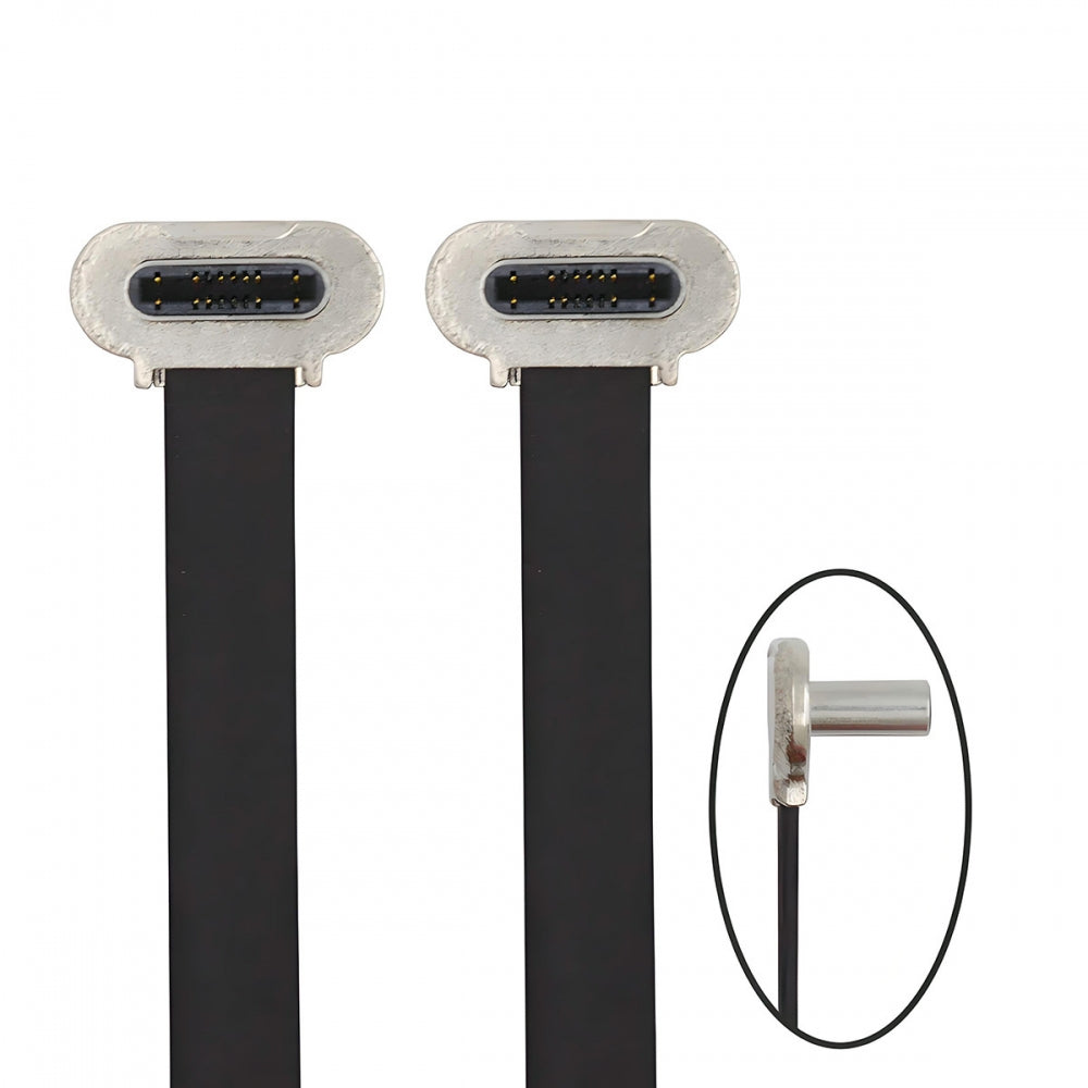 20cm Dual Angled Ultra Slim Flat USB-C Type C to USB-C Power USB2.0 Data Cable 65W Fast Charge for Laptop Tablet Phone