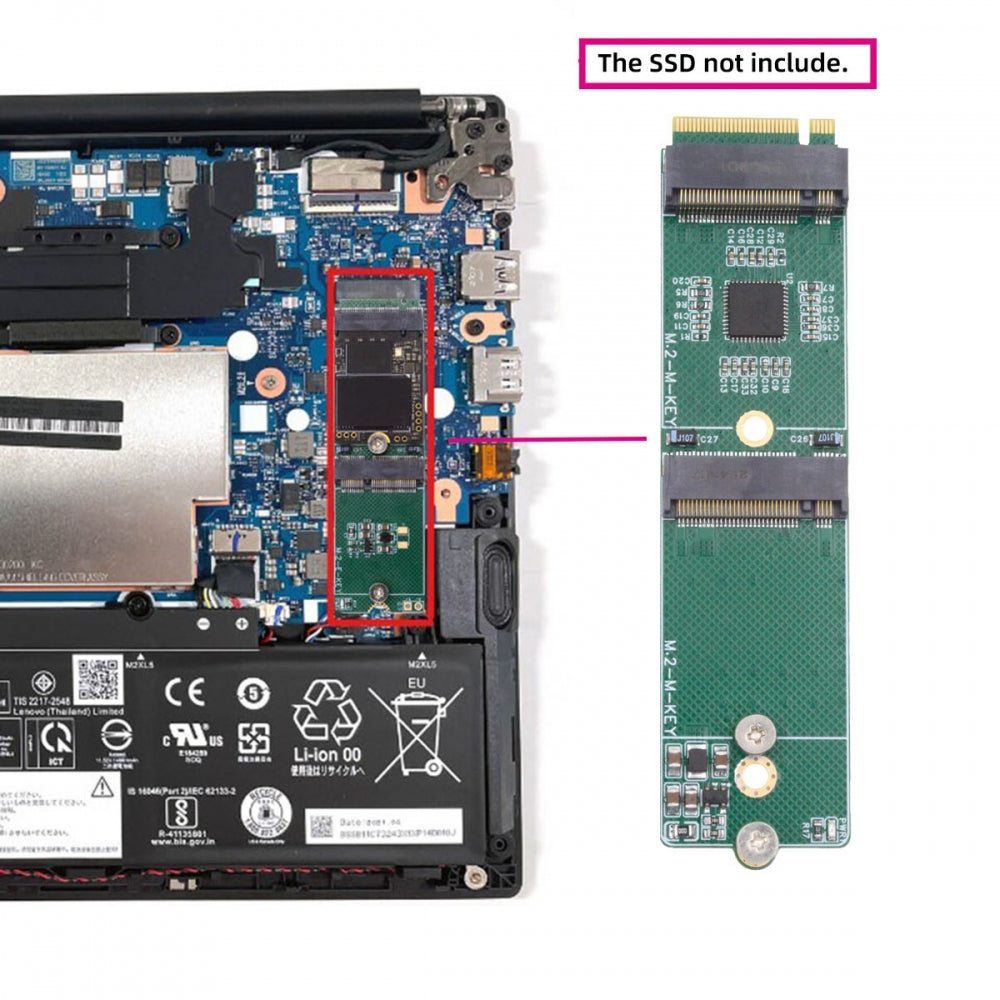 NGFF NVME M-Key Riser Card to Dual Ports M.2 NGFF Key-M NVME SSD Adapter PCIE Packet Switch Compatible with NAS Industrial Control Motherboard