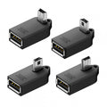 4pcs/lot Mini USB 2.0 Type-B Male to OTG USB2.0 Type-A Female Adapter On-the-Go 90 Degree Angled for Phone Tablet Disk Keyboard Data