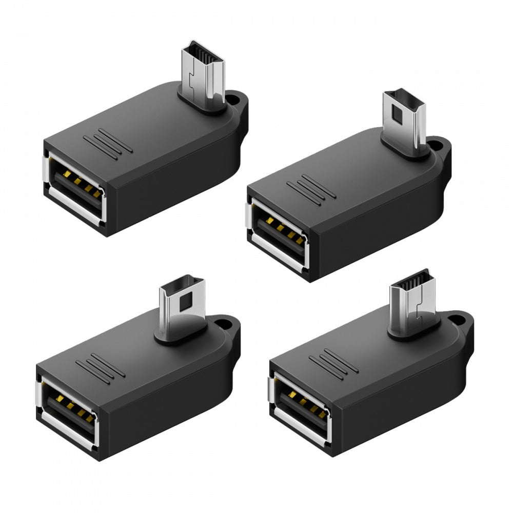 4pcs/lot Mini USB 2.0 Type-B Male to OTG USB2.0 Type-A Female Adapter On-the-Go 90 Degree Angled for Phone Tablet Disk Keyboard Data