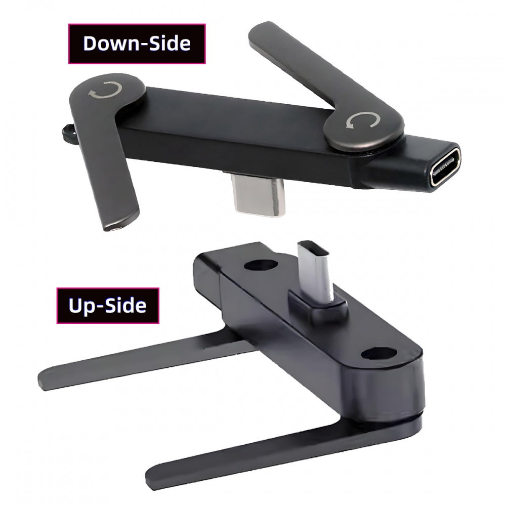 240W Type-C Fast Charging Adapter with Built-in Phone Stand Dual Holder Durable Charger Bracket USB-C Male to Female Foldable