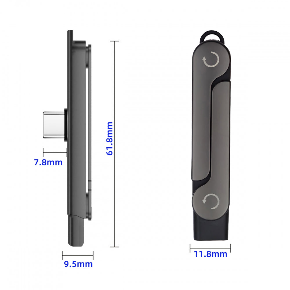 240W Type-C Fast Charging Adapter with Built-in Phone Stand Dual Holder Durable Charger Bracket USB-C Male to Female Foldable