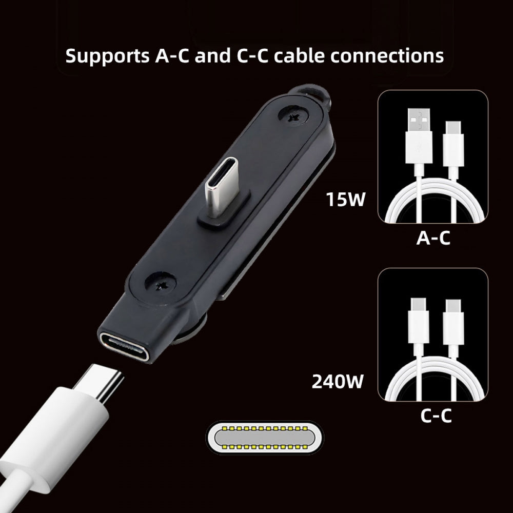240W Type-C Fast Charging Adapter with Built-in Phone Stand Dual Holder Durable Charger Bracket USB-C Male to Female Foldable