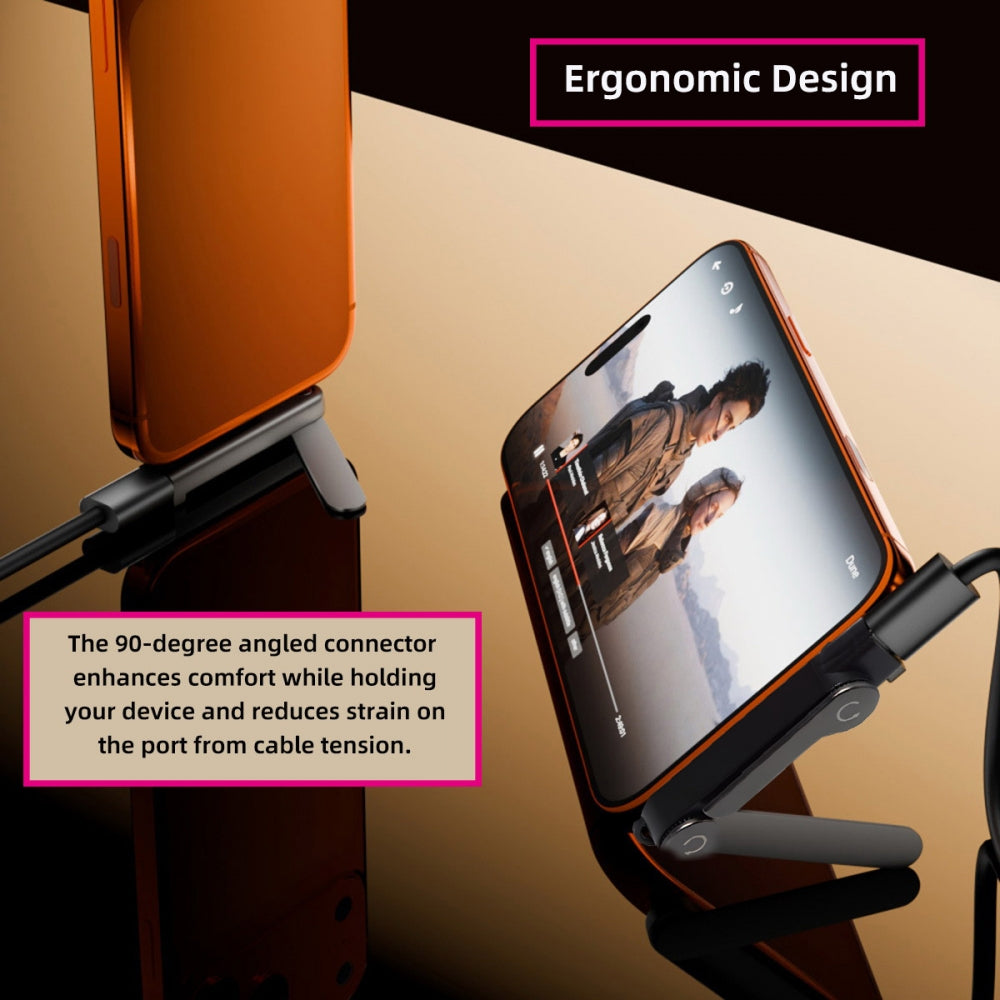 240W Type-C Fast Charging Adapter with Built-in Phone Stand Dual Holder Durable Charger Bracket USB-C Male to Female Foldable