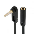 Ultra Slim Flat AUX 3.5mm 3-Poles Audio Stereo Male to Female Extension Speaker Cable 90 Degree Right Angled 15cm
