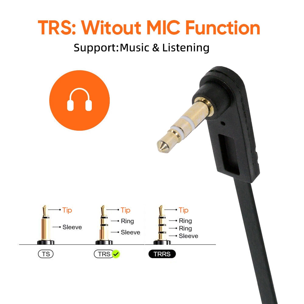 Ultra Slim Flat AUX 3.5mm 3-Poles Audio Stereo Male to Female Extension Speaker Cable 90 Degree Right Angled 15cm