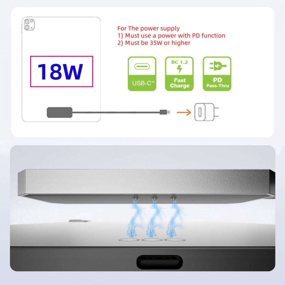 USB-C to Magnetic Charge Cable Compatible with iPad Air 10.9" & 11" (M2 M3 2020-2025) Pro 11" (2018-2022) 18W Fast Charging Smart Connector Alloy Charging 2-Meters