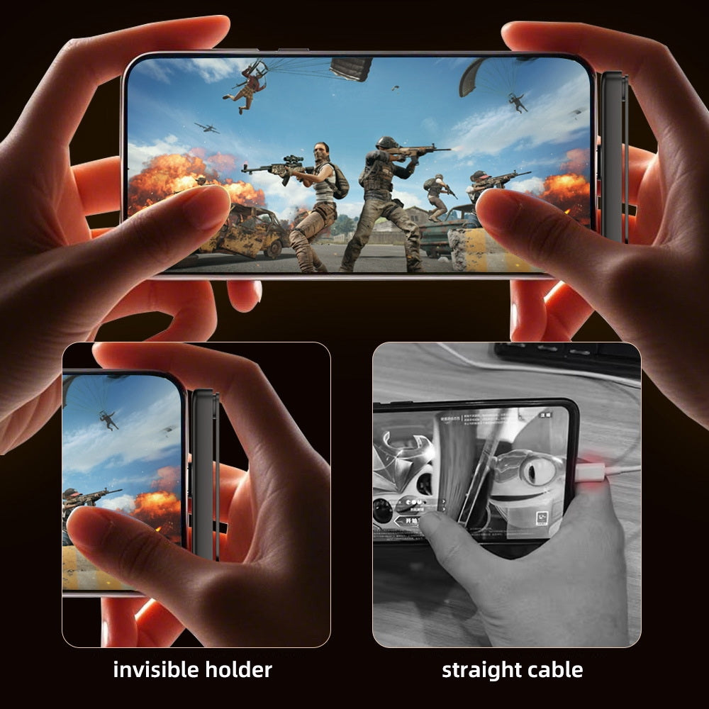 240W Type-C Fast Charging Cable with Built-in Phone Stand Dual Holder Durable Charger Bracket USB-C Male to Male Foldable
