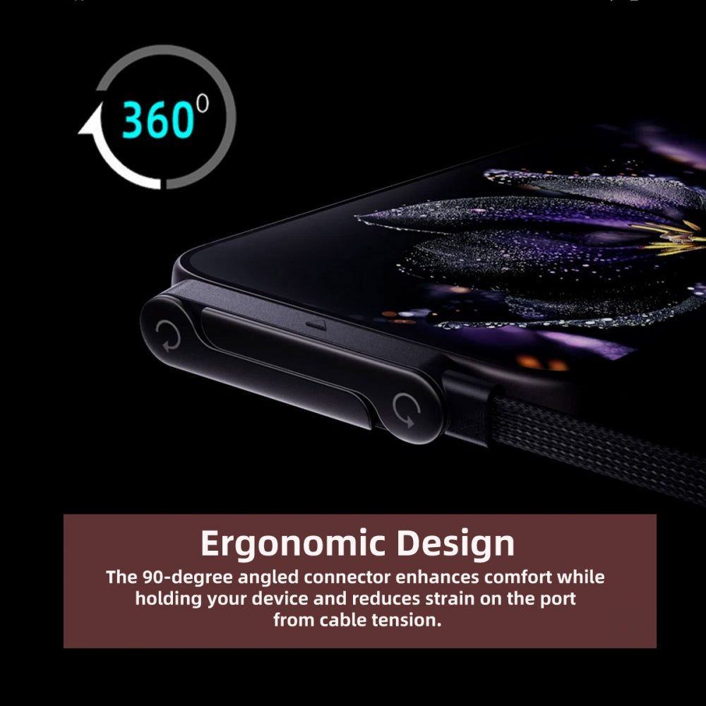 240W Type-C Fast Charging Cable with Built-in Phone Stand Dual Holder Durable Charger Bracket USB-C Male to Male Foldable