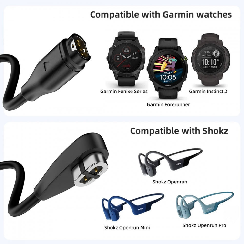 2pcs/lot USB Type-C & Type-A to 2Pin 4Pin Magnetic Smart Watch Earphone Charging Cable Combo Compatible with Garmin Shokz