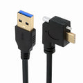 Left Right Angled USB 3.1 Type-C Male Single Screw Locking to USB3.0 Type-A Male Data Power Cable 90 Degree for Camera
