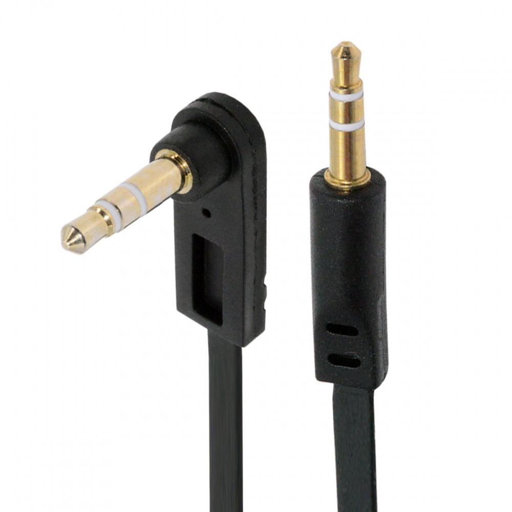Ultra Slim Flat AUX 3.5mm 3-Poles Audio Stereo Male to Male Extension Speaker Cable 90 Degree Right Angled 15cm